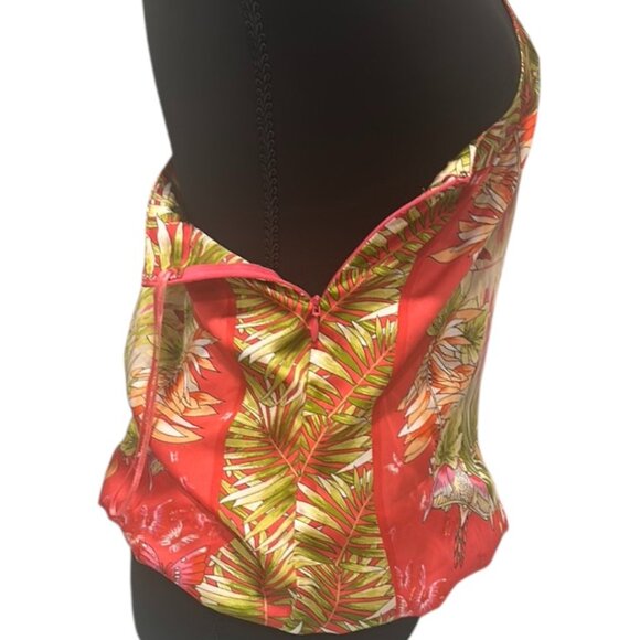 CACHE Tropical One Shoulder Blouson Top M | Split Sleeve Scarf Style - Picture 4 of 12